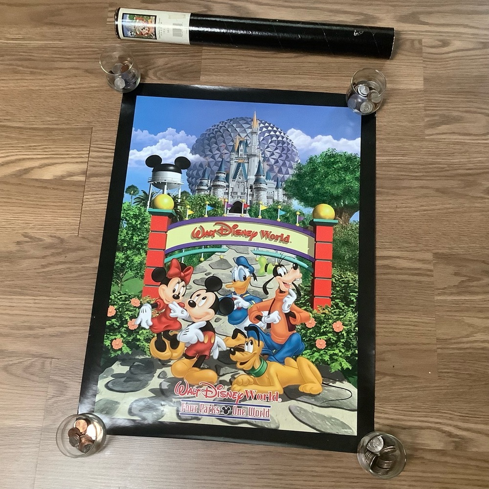 Walt Disney World Four Parks One World 1999 Poster  W/ Original Tube  18” X 24”